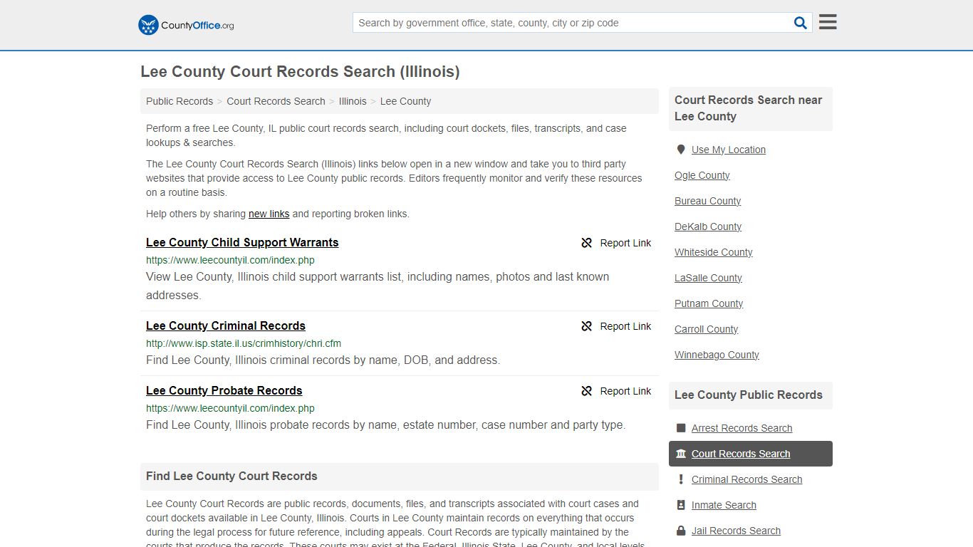 Court Records Search - Lee County, IL (Adoptions, Criminal, Child ...
